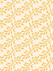 Floral pattern with yellow leaves on light background  