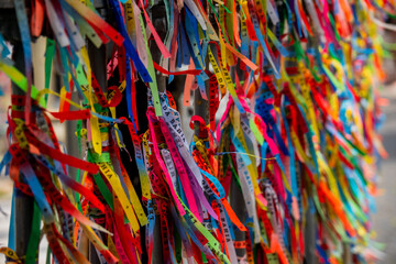 Colorful ribbons in Salvador Bahia at a tourist spot in the city