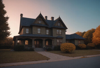 An old mansion at dawn.