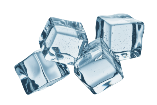 Ice cubes shattering in mid-air creating a spectacular splash effect