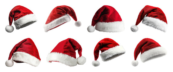 Fototapeta premium Festive red Santa hats collection.