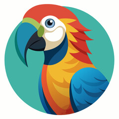 Vibrant colorful parrot vector illustration scalable icon for digital and print media silhouette White background
