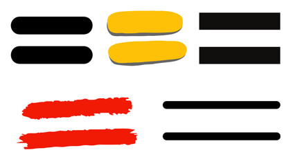 Various equal sign vector graphics illustration with different styles and colors for web design usage design