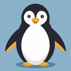 Obraz premium Cute cartoon penguin vector illustration scalable flat design icon for wildlife and arctic themes silhouette White background