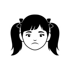 Vector art of sad girl with pigtails
