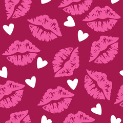 PrintKiss prints seamless pattern, Valentine pattern design. Lip heart pattern design. valentine day, valentine seamless pattern with hearts design for fabric, cotton, wallpaper, satin, carpet.