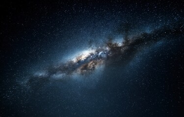 Fototapeta premium A stunning view of a vibrant galaxy illuminated against a star-filled night sky, evoking a sense of cosmic wonder
