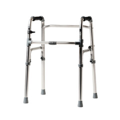 Adjustable folding walker isolated on transparent background, mobility aid for elderly and disabled person