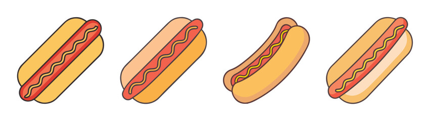 Delicious hot dogs vector illustration perfect for fast food restaurant menu and food blog design