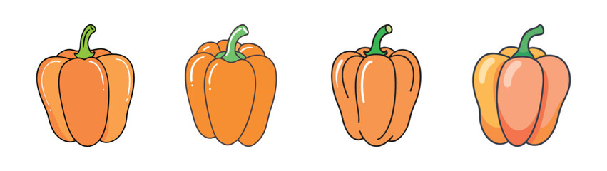 Illustration of orange bell peppers vegetables fresh food healthy eating vegetarian diet vitamins raw food