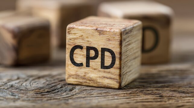 Engaging Wood Cube Featuring CPD: A Symbol of Success and Motivation in Professional Development