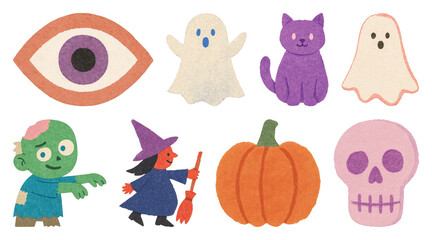 Fototapeta premium Colorful Halloween cartoon stickers