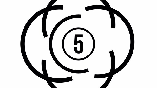 Futuristic 10 Second Countdown Animation. Digital Circle Timer with Abstract Rotating Elements and Alpha Channel Transparency.