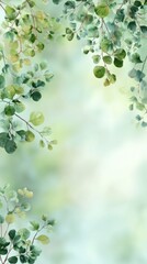 Fototapeta premium Soft Green Background With Delicate Leaves and Floral Accents for Design or Decor Purposes