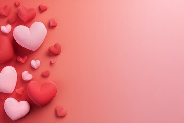 Colorful Hearts Scattered on a Soft Pink Background Creating a Festive Atmosphere for Celebrations