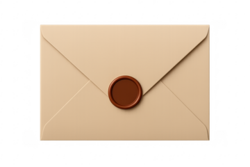 Beige envelope with wax seal, confidential communication