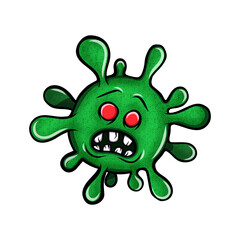 Green Virus Monster Illustration