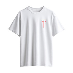 Tshirt with blind man using a white cane to navigate, isolated on transparent background simple red design