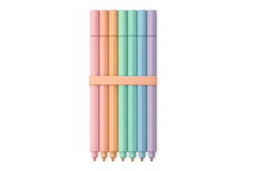 Pastel colored markers bundle on transparent background