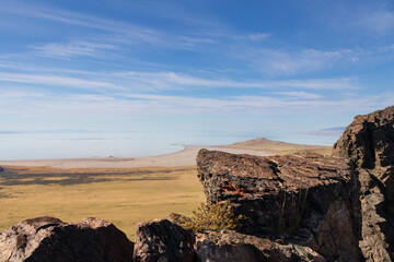 View from Dooley knob peak at Antelope Island, Utah
