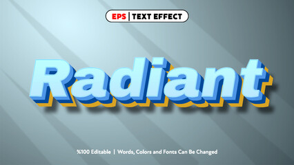 Radiant blue 3d text effect with yellow shadow editable style for creative design and typography use