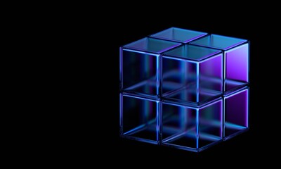 Fototapeta na wymiar Abstract glass cubes, geometric background design, 3d render