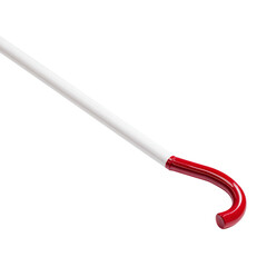 Red and white shepherds crook isolated on transparent background, a traditional tool for guiding and managing sheep
