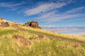 Dooley Knob trail on Antelope Island State Park, Utah