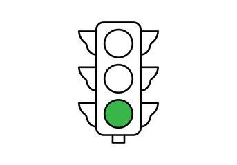 Icono negro de semáforo de luz verde