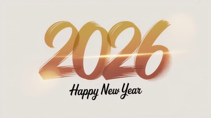Happy New Year 2026 golden brush stroke style festive greeting card design
