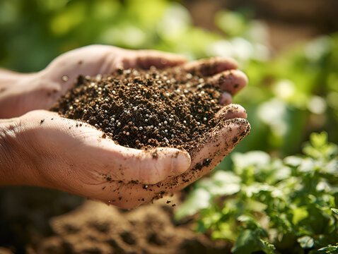 Probiotic soil health gardening close-up