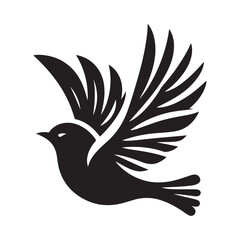 Stylized black silhouette of a bird in flight
