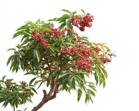 Lone Brazilian Pepper Tree: A Vibrant Green Statement in Nature on a Bright Day