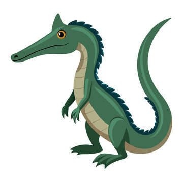 Cartoon tanystropheus vector illustration of prehistoric reptile clip art for kids and educators