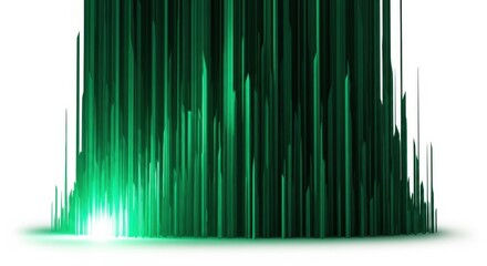 Abstract green light streaks isolated on transparent background
