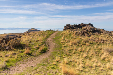 Dooley Knob trail on Antelope Island State Park, Utah