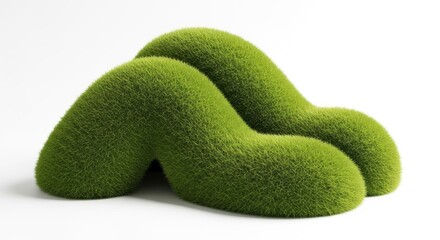 Two green mossy abstract organic shapes isolated on transparent background