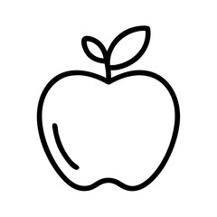 3d illustration of simple line art icon of an apple with two leaves