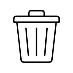 3d illustration of simple line art icon of a trash can, isolated on a, representing waste and recycling concepts