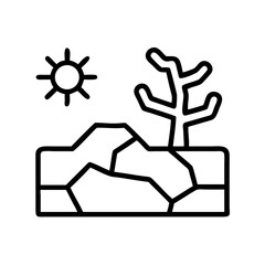 3d illustration of dry cracked earth in a desert landscape with a dead tree and sun