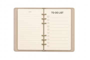 Open ring-bound journal with to do list and checkboxes