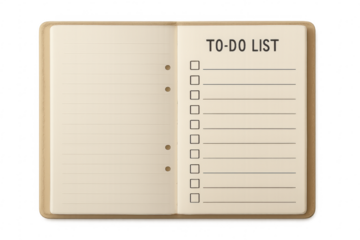 Open notebook with to-do list for planning and organization