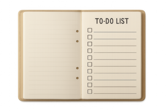 Open notebook with to-do list for planning and organization