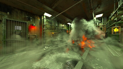 作業通路　3DCGレンダリング
