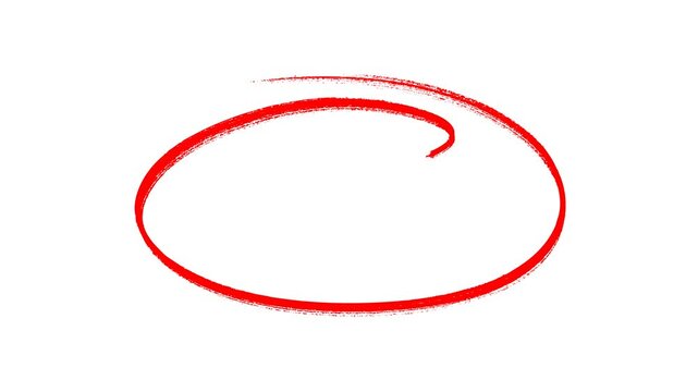 hand-drawn red circle brush stroke highlight marker for presentation, Hand Drawn Oval Highlight Effect, 4k circle animation with alpha channel