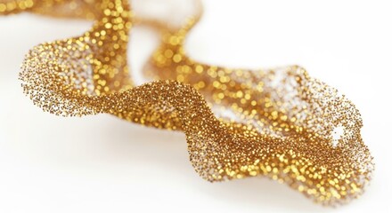 Sparkling gold glitter ribbon isolated on transparent background