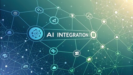 Abstract gradient network nodes connect to show ai integration and future technology concept