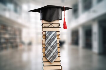 Law education, legal study concept, books in library