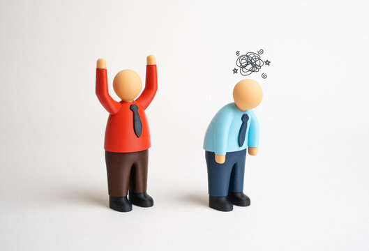 A boss yells at a burned-out office worker. Overwork and stress. Lack of sleep and no vacations. Heavy workload. Fatigue from a toxic workplace. Exhaustion, overpressure, and burnout.