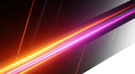 Abstract neon light streaks isolated on transparent background